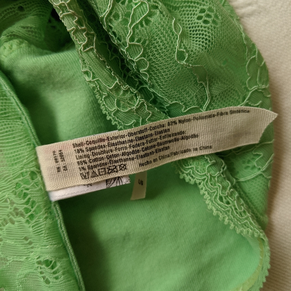 FREE PEOPLE - Intimately FP Galloon Lace Green Scalloped Cropped Bandeau Bra L - Picture 7 of 11